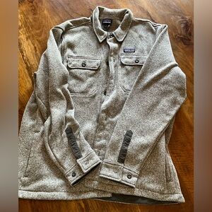 Patagonia Gray Button-Up Wool-Blend Jacket